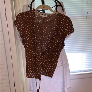 Rouje polka dot wrap top
